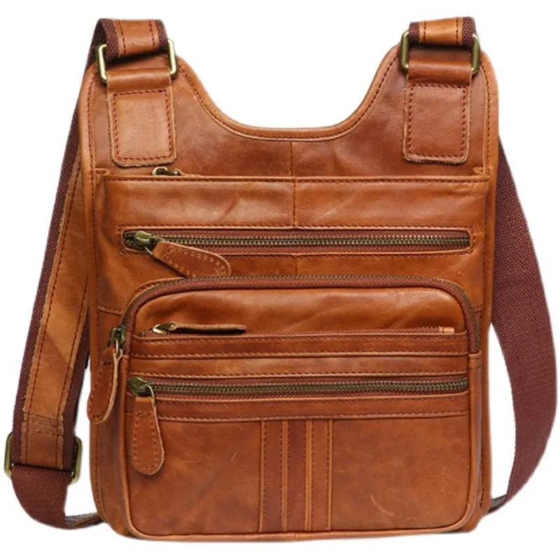 Men's genuine leather shoulder bag casual top layer cowhide messenger bag