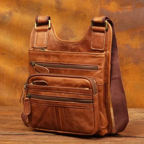 Men's genuine leather shoulder bag casual top layer cowhide messenger bag