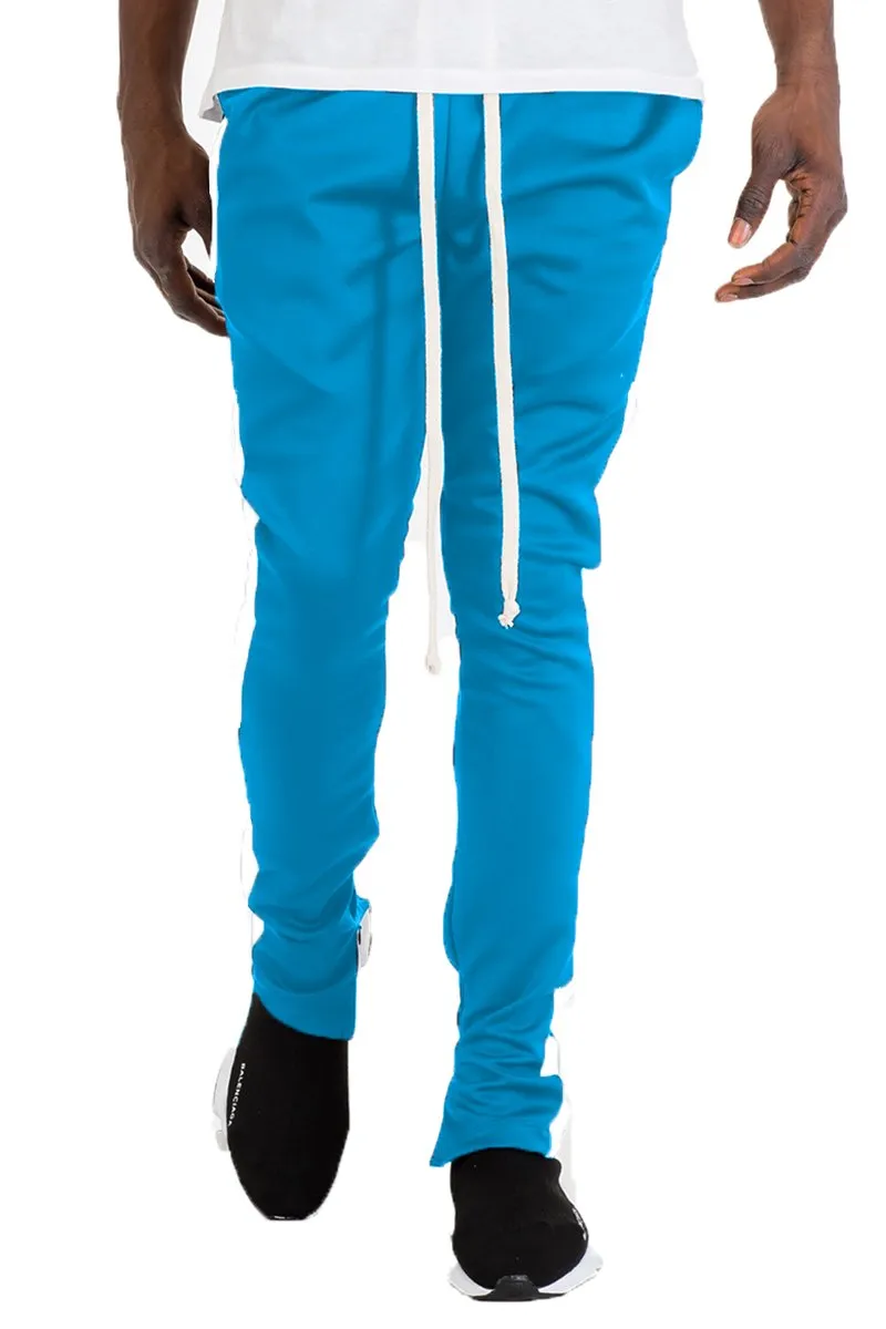 Men's Side Stripe Slim Fit Joggers- Blue & White