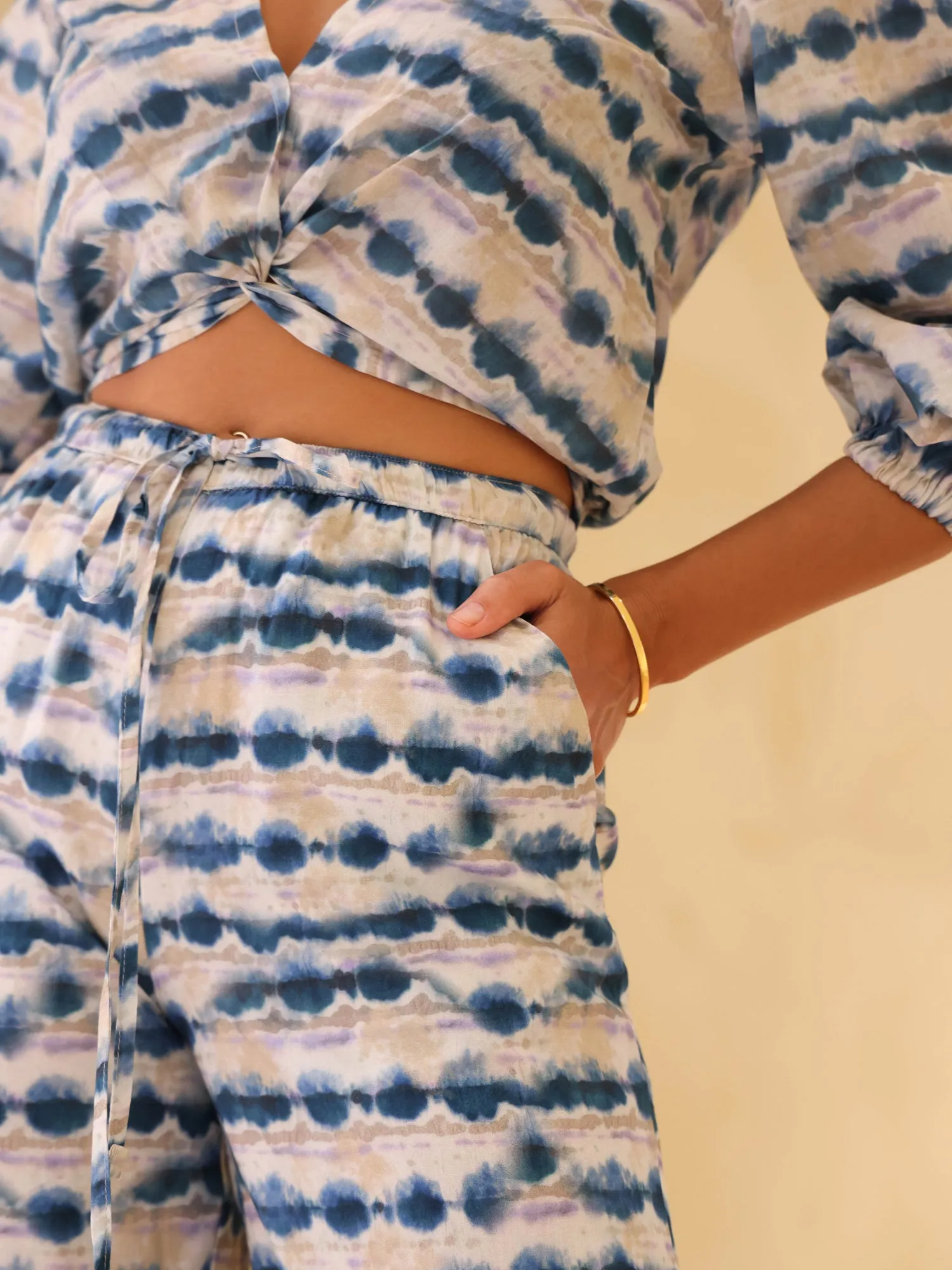 Mid Waist Elasticated Printed Casual Pant