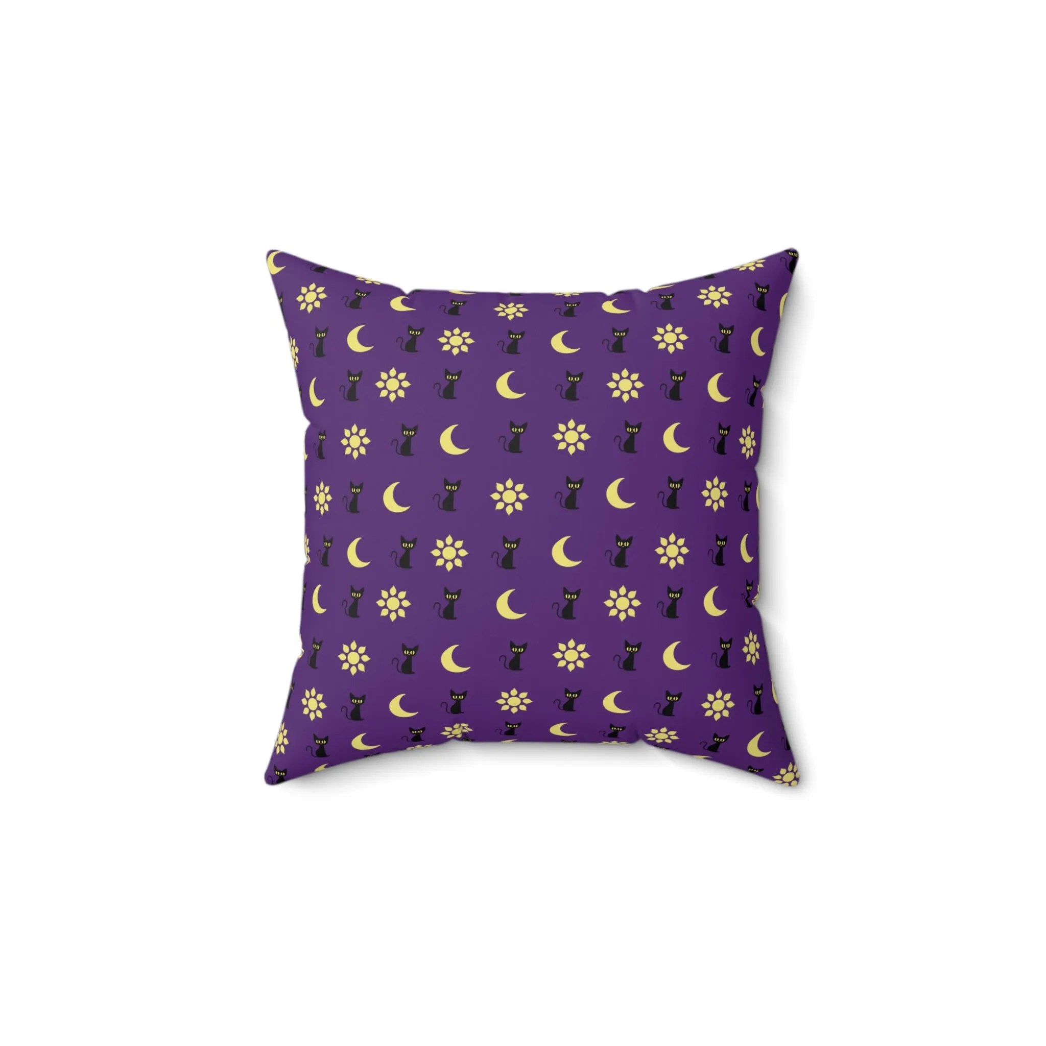 Midnight Feline Spun Polyester Square Pillow