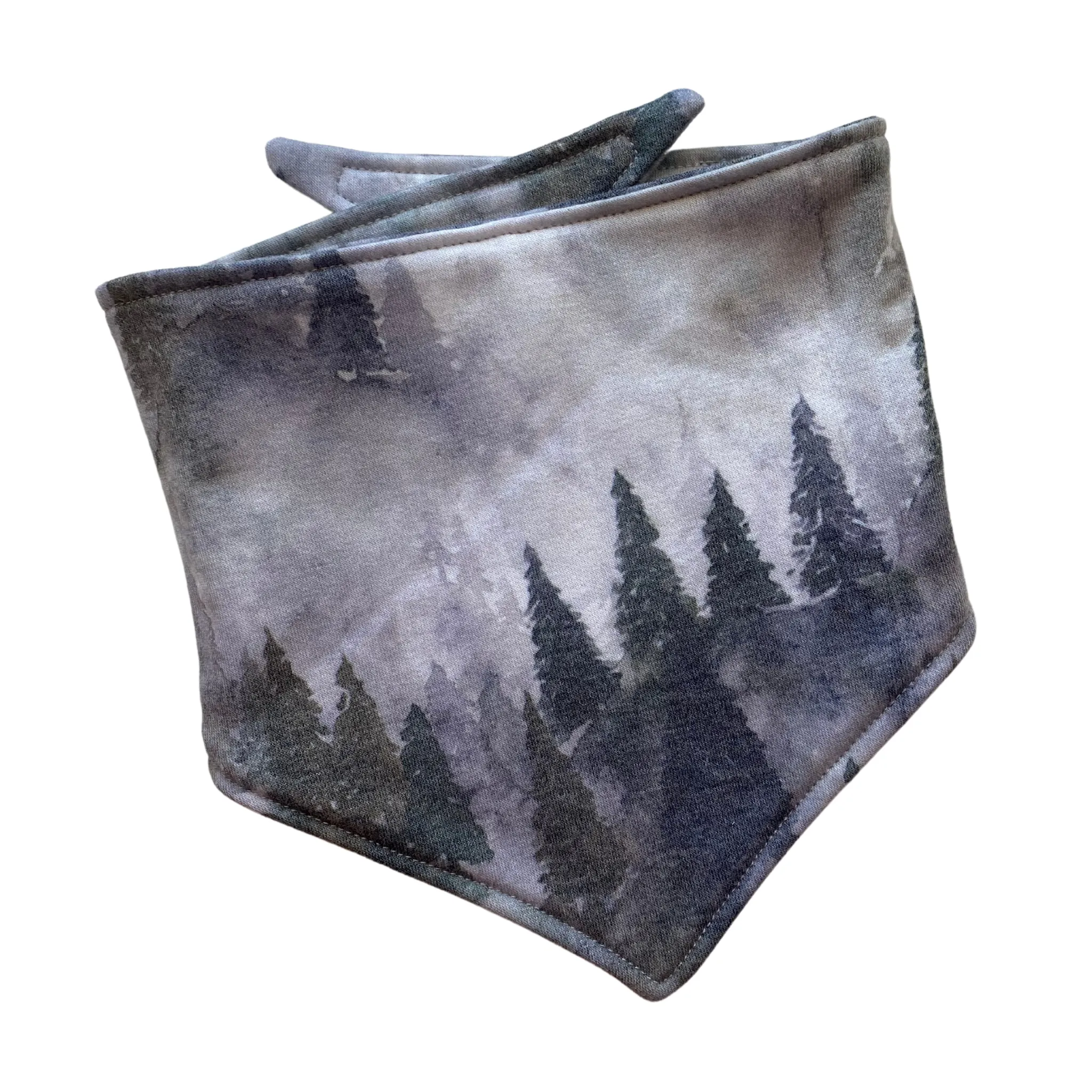 Misty Mountain Watercolor Trees scARF with Blues, Grey, and Greens