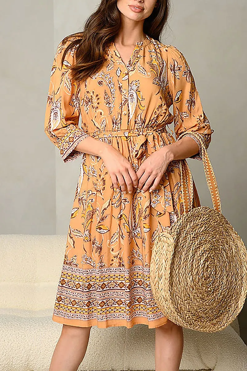 MULTI PRINT MIDI DRESS
