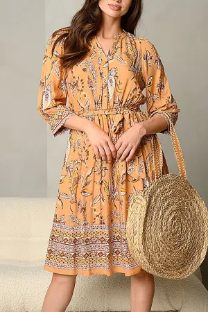 MULTI PRINT MIDI DRESS