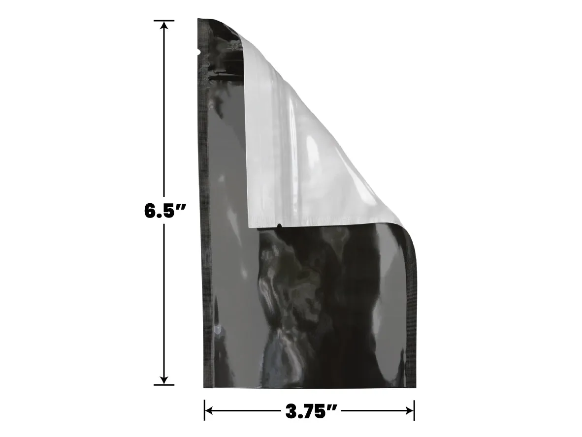 Mylar Bag Black/Clear - 1/4 Oz - 7 Grams - 4 x 6.5" - (100 to 50,000 Count)
