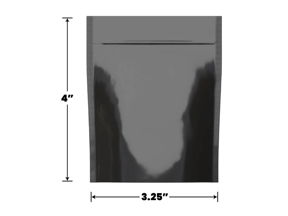 Mylar Bag Opaque Black - 1 Gram - 3.25" x 4" - (100 to 50,000 Count)