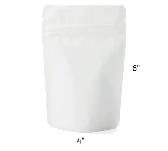 Mylar Bag Opaque Matte White Metallized - 1/4 Oz Bag - 7 Grams (100, 500 or 1,000 Count)