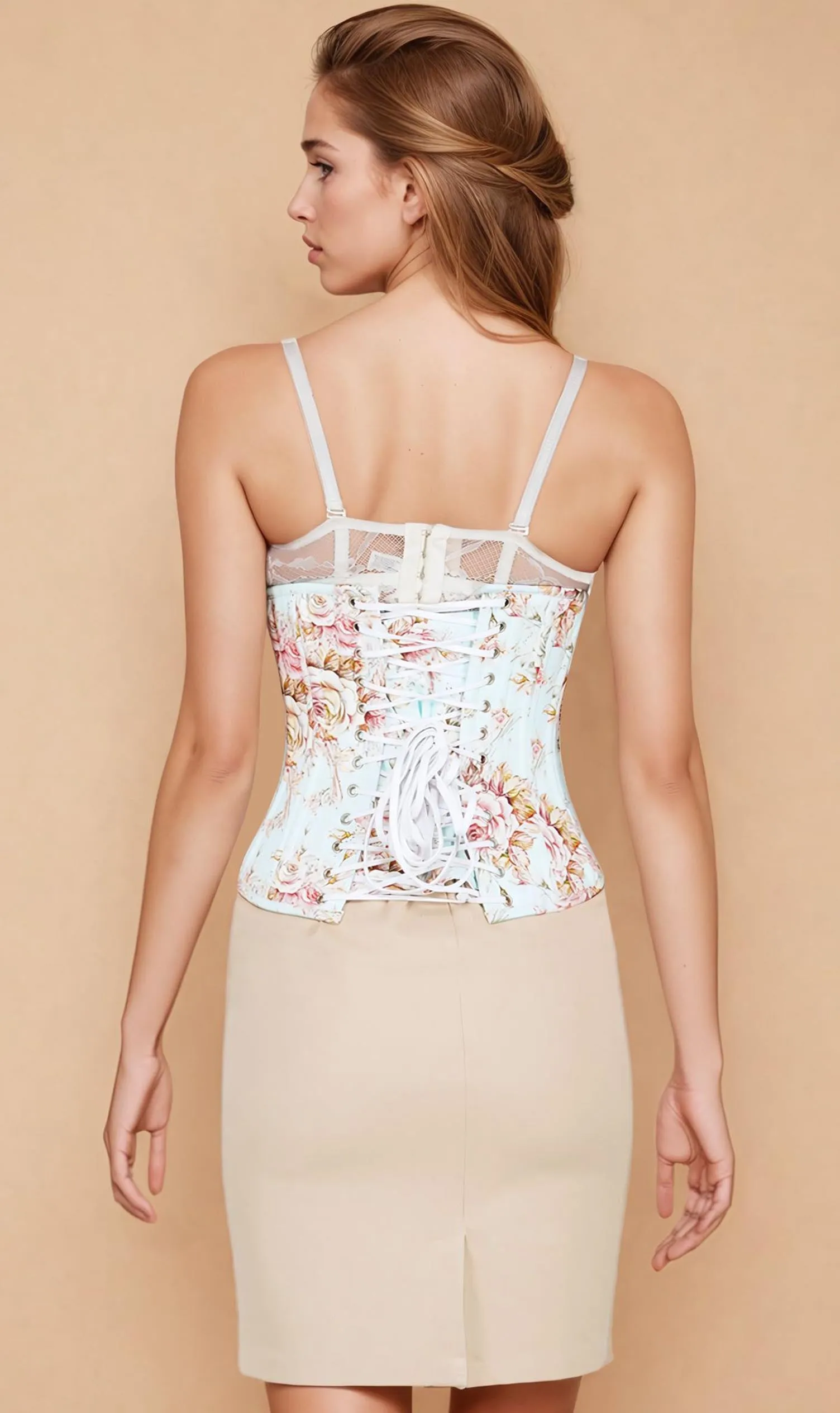 Oberon Waist Training Blossom Rose Print Cotton Corset