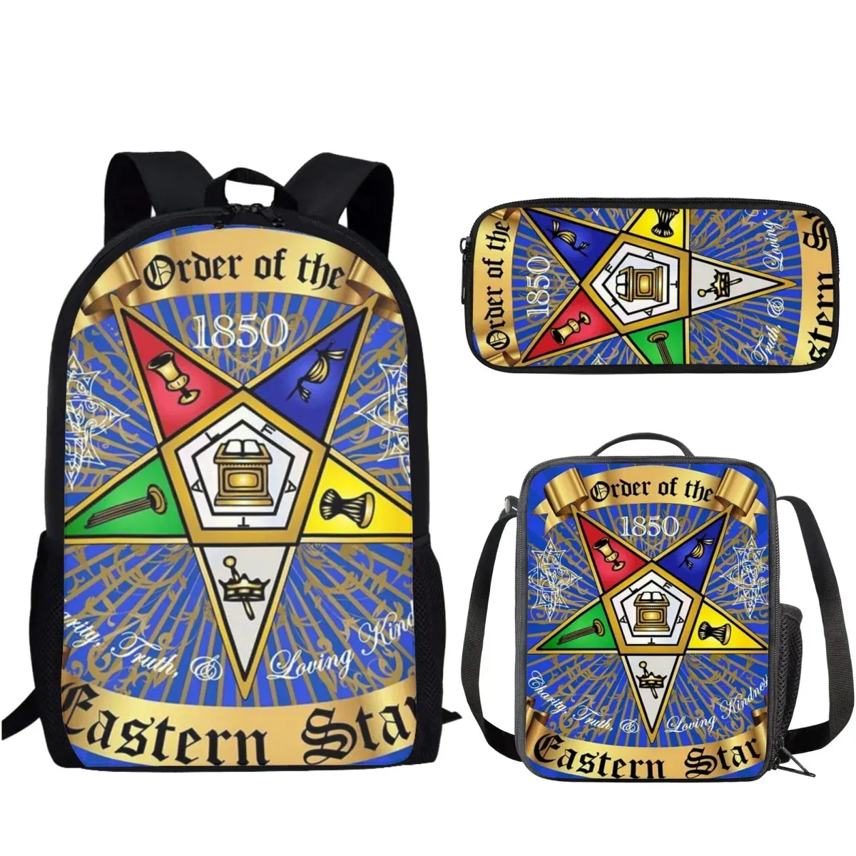 OES Backpack - School Bag Set Polyester With Eastern Star