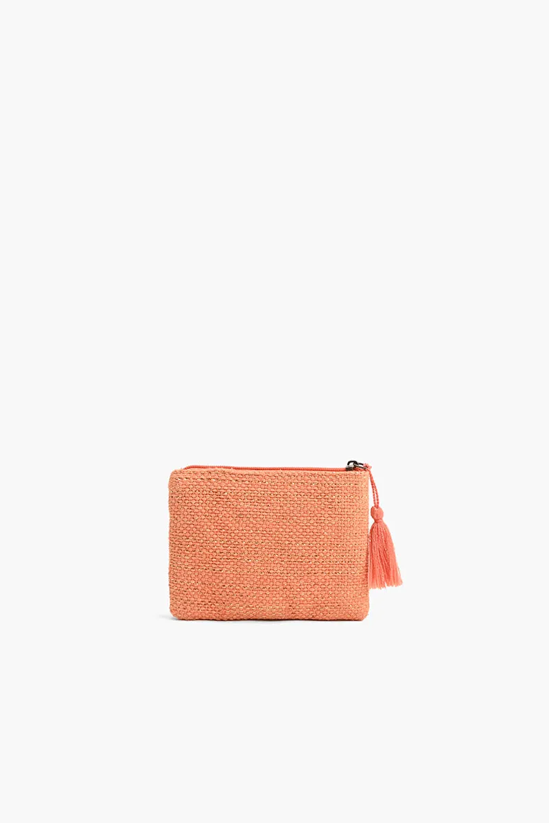 Orange Beaded Bee Embellished Mini Pouches