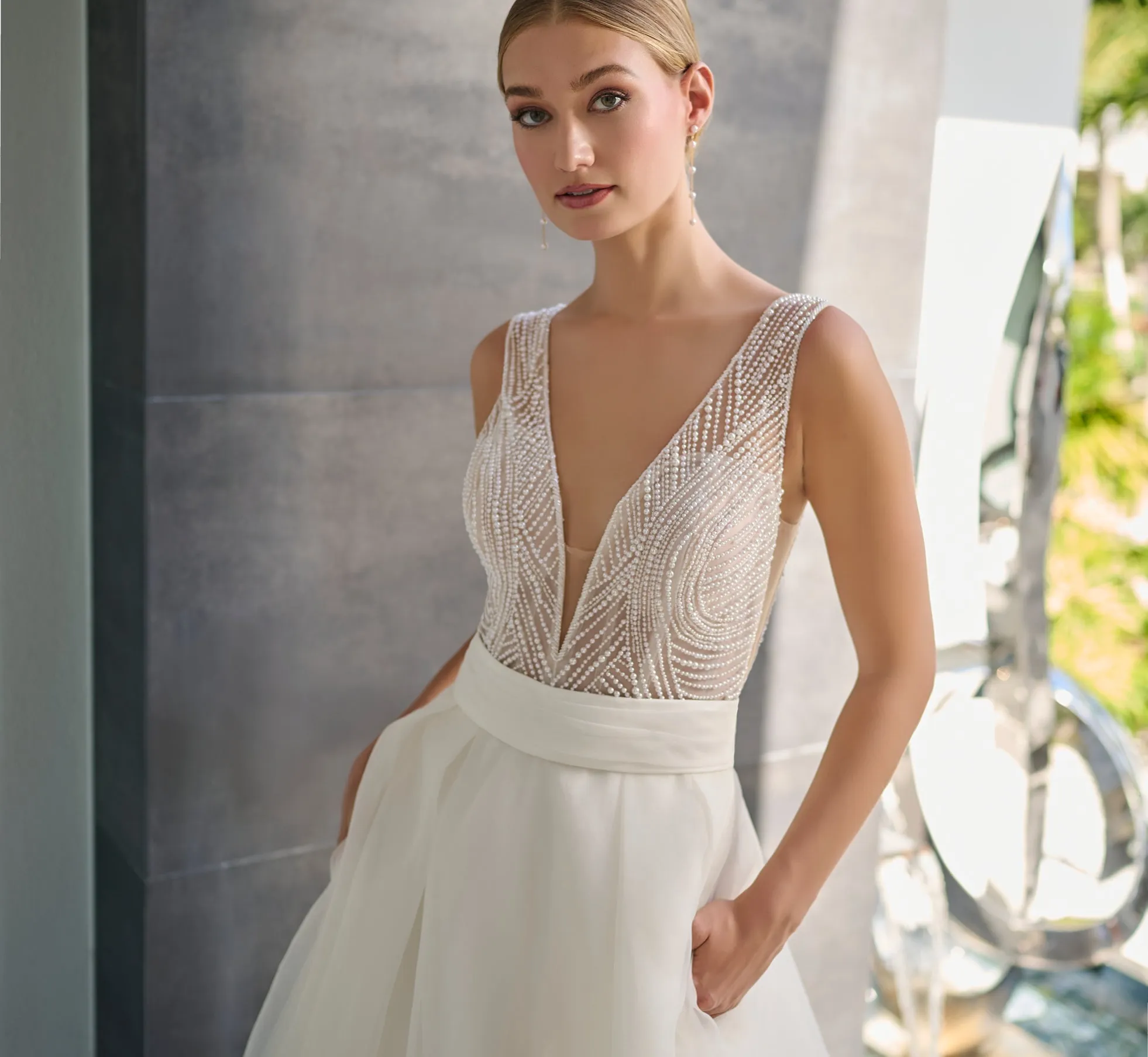 Organza Gown in Ivory Nude
