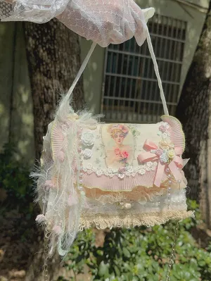 Pastoral Style Lolita Bag Pink Polyester Applique Bows Polyester Fiber Cross-body Bag Lolita Accessories