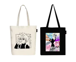 Peach Blossom Women's Cotton Printed Tote Bag With Zipper and Pouch | Pack Of 2 Combo