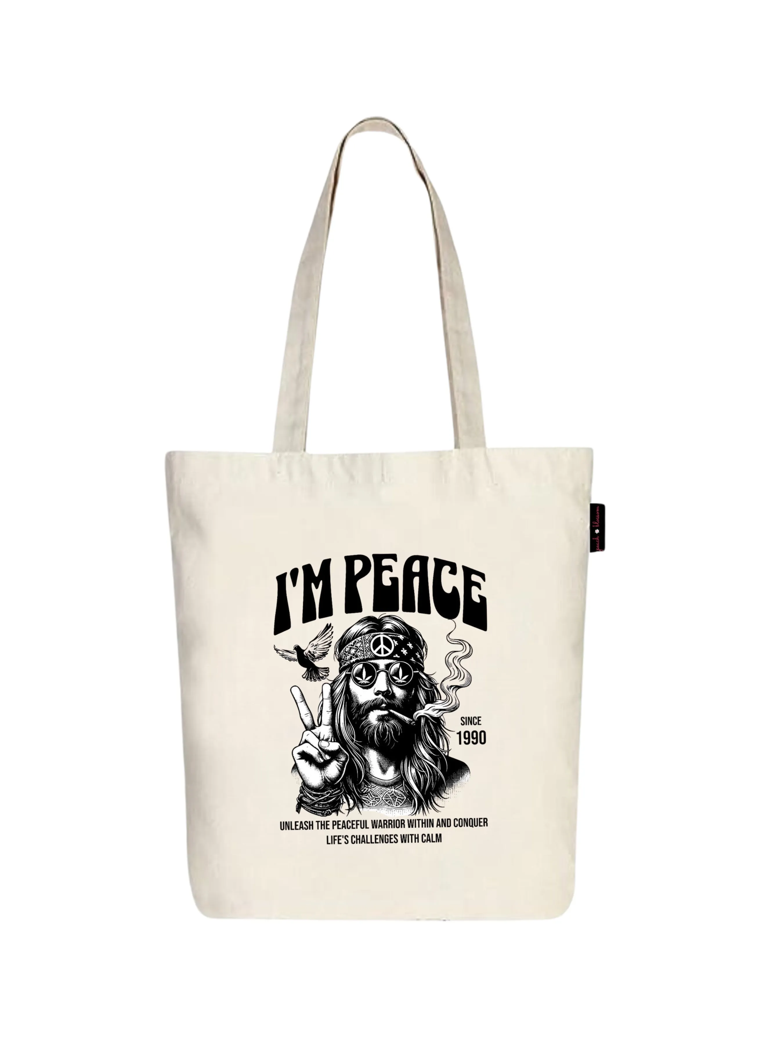 Peach Blossom Women's Cotton Printed Tote Bag With Zipper and Pouch | Pack Of 2 Combo