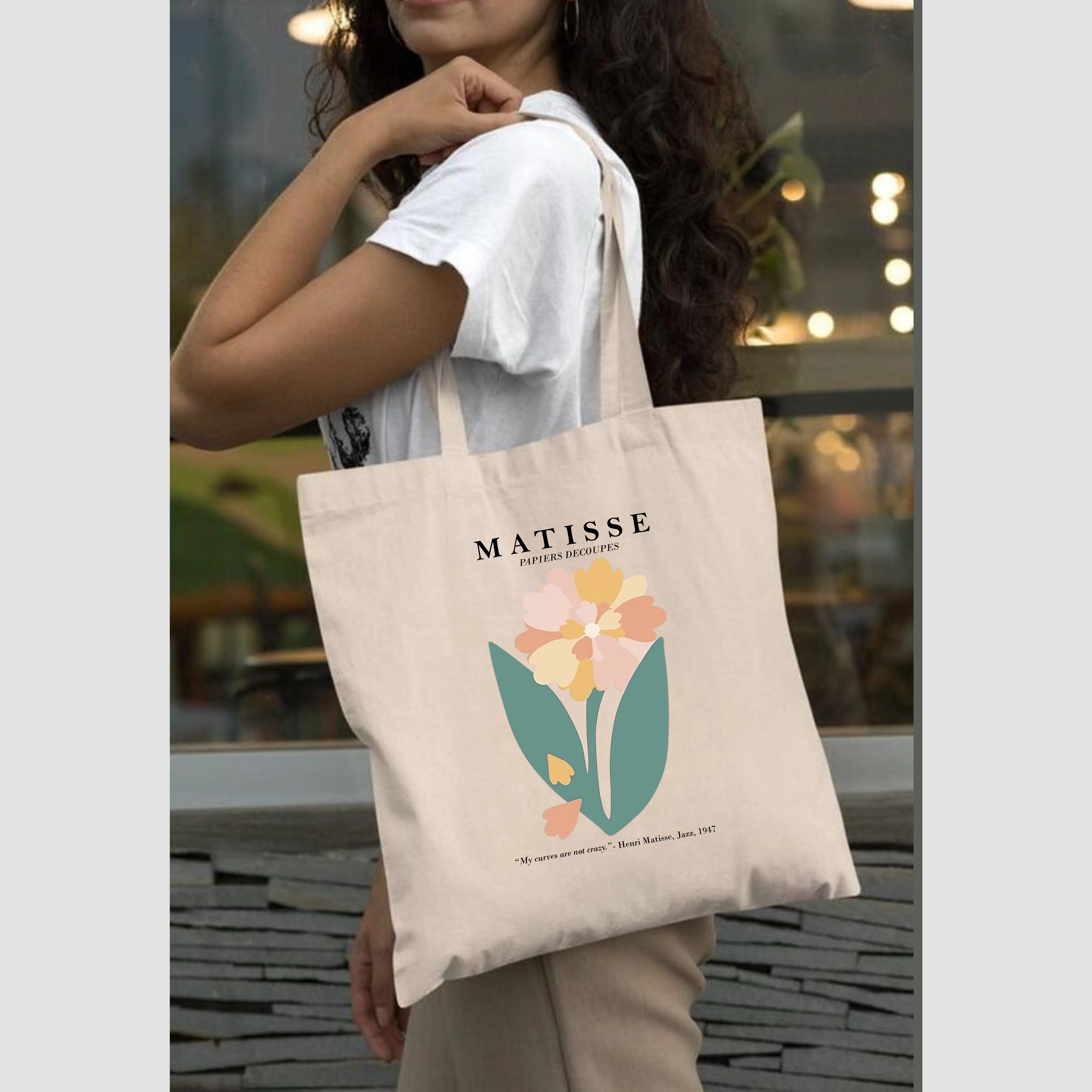 Peach Blossom Women's Cotton Printed Tote Bag With Zipper and Pouch | Pack Of 2 Combo