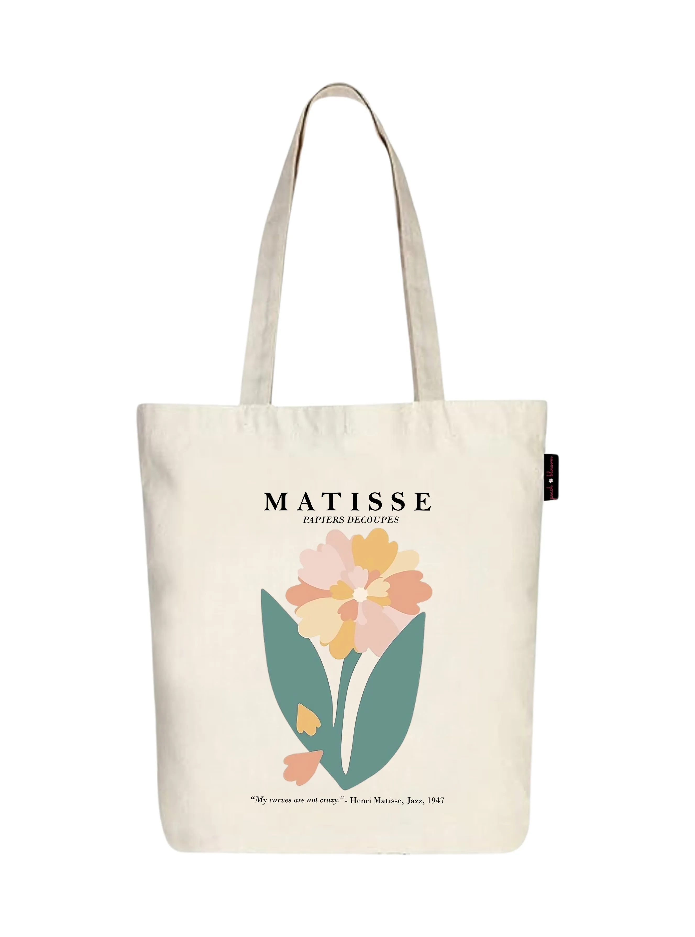 Peach Blossom Women's Cotton Printed Tote Bag With Zipper and Pouch | Pack Of 2 Combo