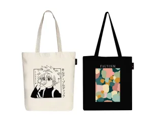 Peach Blossom Women's Cotton Printed Tote Bag With Zipper and Pouch | Pack Of 2 Combo