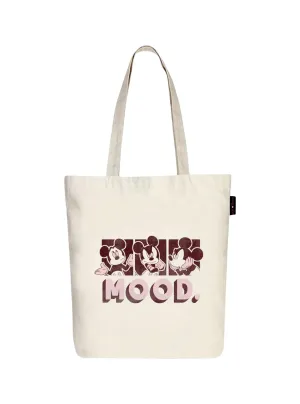 Peach Blossom Women's Cotton Printed Tote Bag With Zipper and Pouch