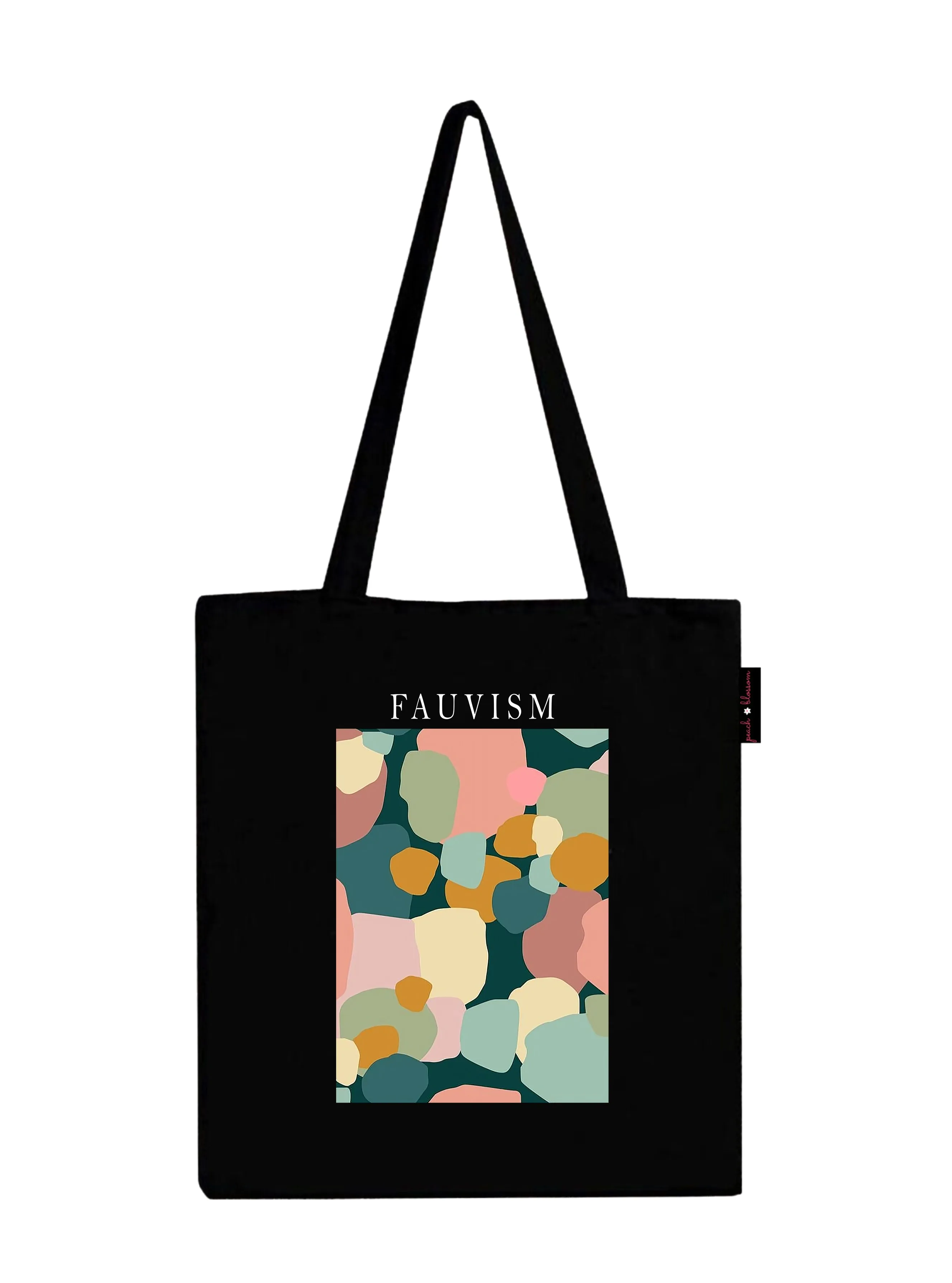 Peach Blossom Women's Cotton Printed Tote Bag With Zipper and Pouch