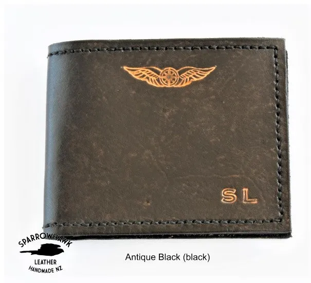 Pilots Wallet Dual Currency - Embossed Initials & Wings