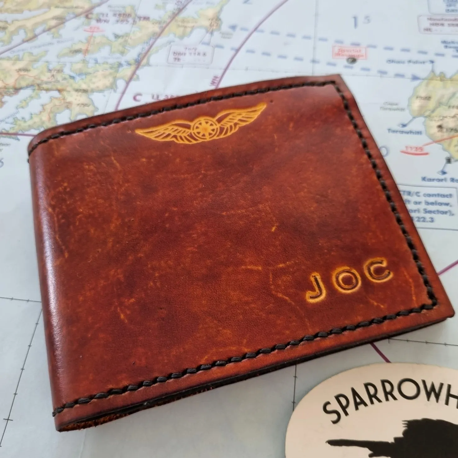 Pilots Wallet Dual Currency - Embossed Initials & Wings