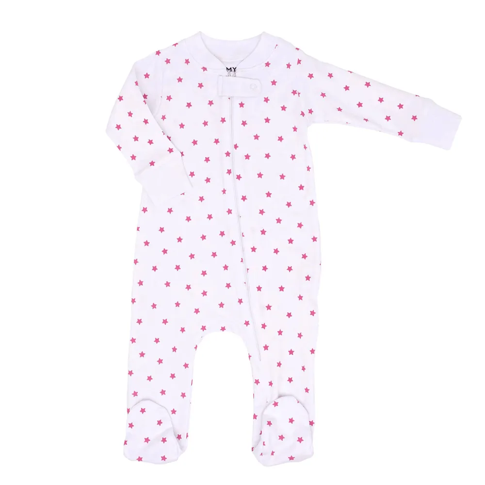 Pink Mini Star Zipper Footie
