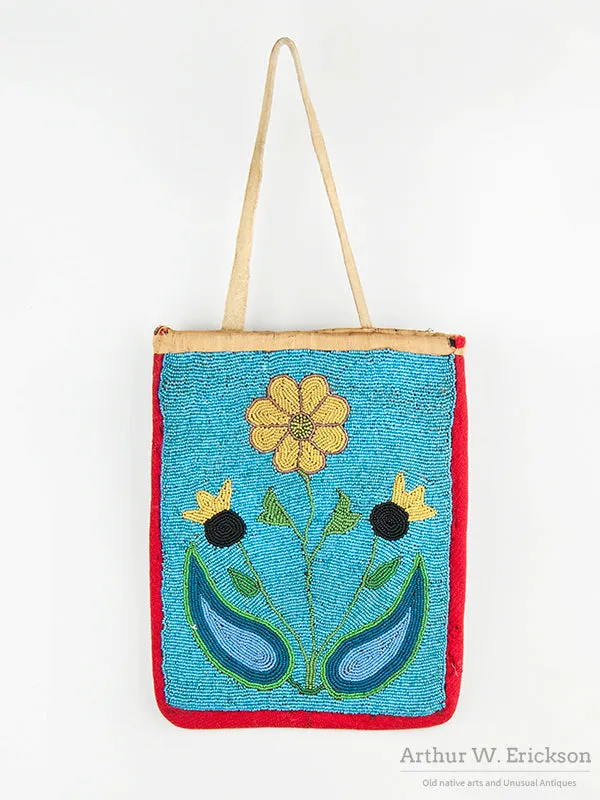 Plateau Beaded Flat Bag with Yellow Flower