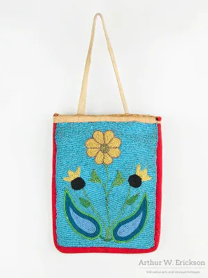 Plateau Beaded Flat Bag with Yellow Flower