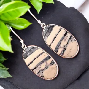 Porcelain Jasper Solid 925 Sterling Silver Earrings