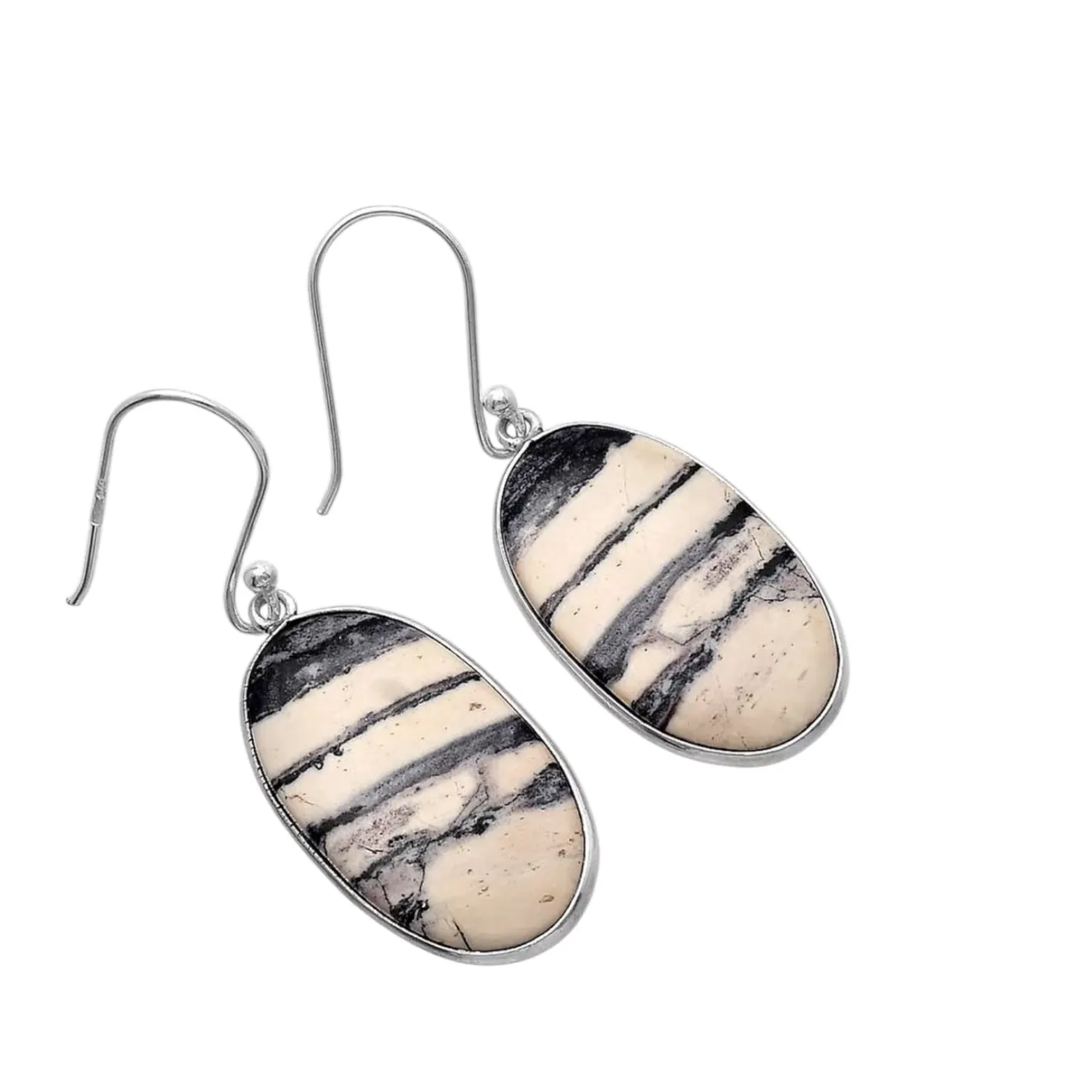 Porcelain Jasper Solid 925 Sterling Silver Earrings