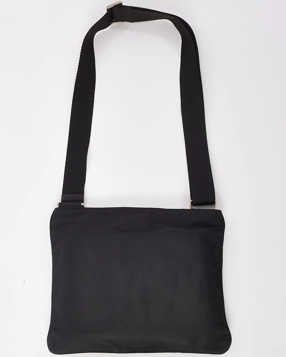 Prada Black Nylon Flat Crossbody Messenger Bag