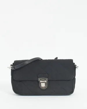 Prada Black Nylon Nylon Tessuto Impuntu Pushlock Buckle Crossbody Bag
