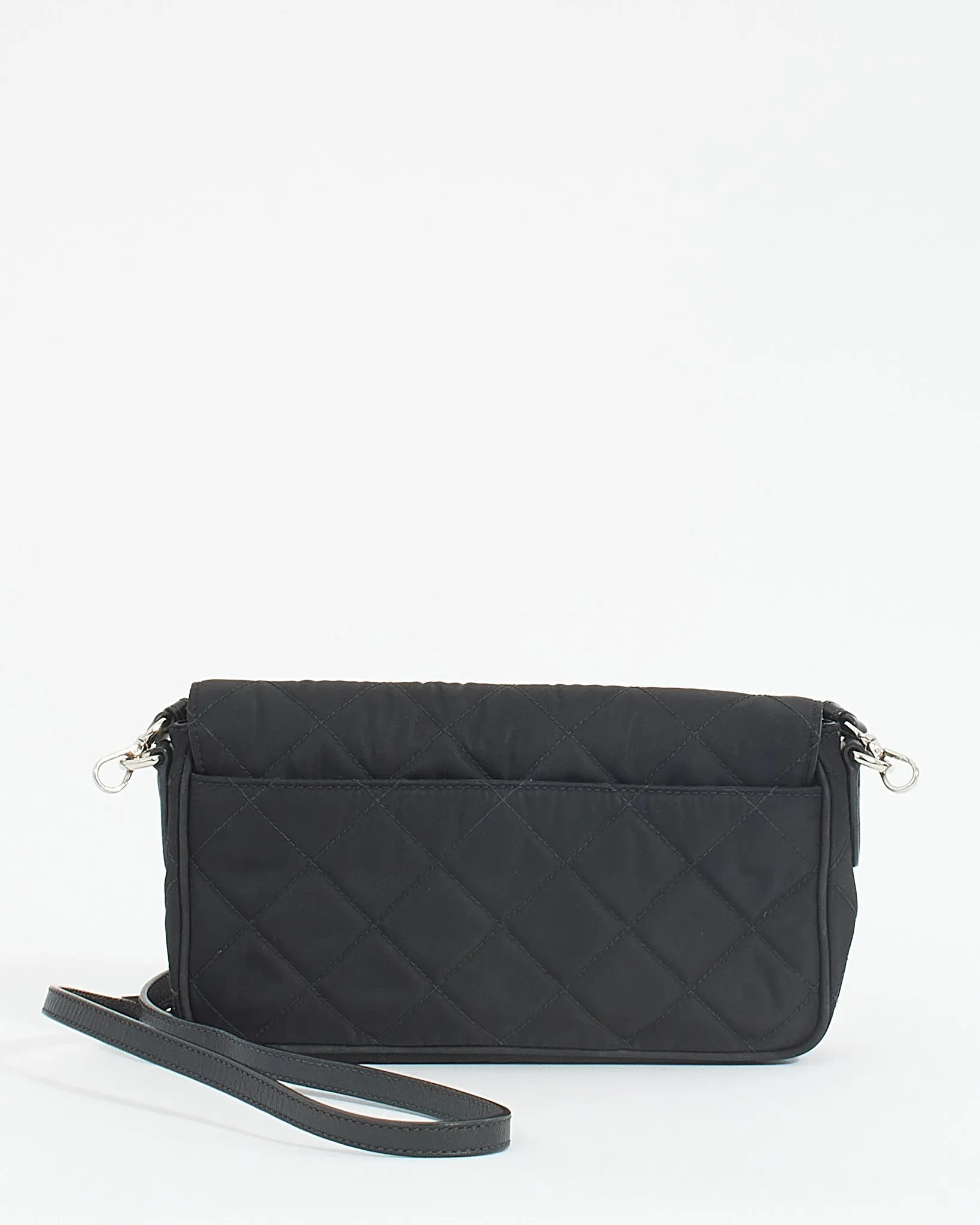 Prada Black Nylon Nylon Tessuto Impuntu Pushlock Buckle Crossbody Bag