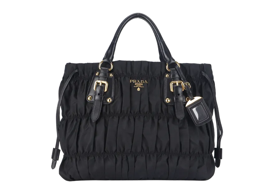 PRADA TESSUTO GAUFRE (BN1788) NYLON NERO WITH STRAP AND DUST COVER
