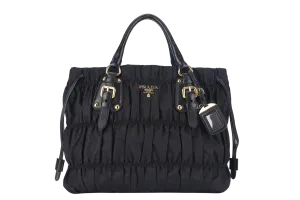 PRADA TESSUTO GAUFRE (BN1788) NYLON NERO WITH STRAP AND DUST COVER