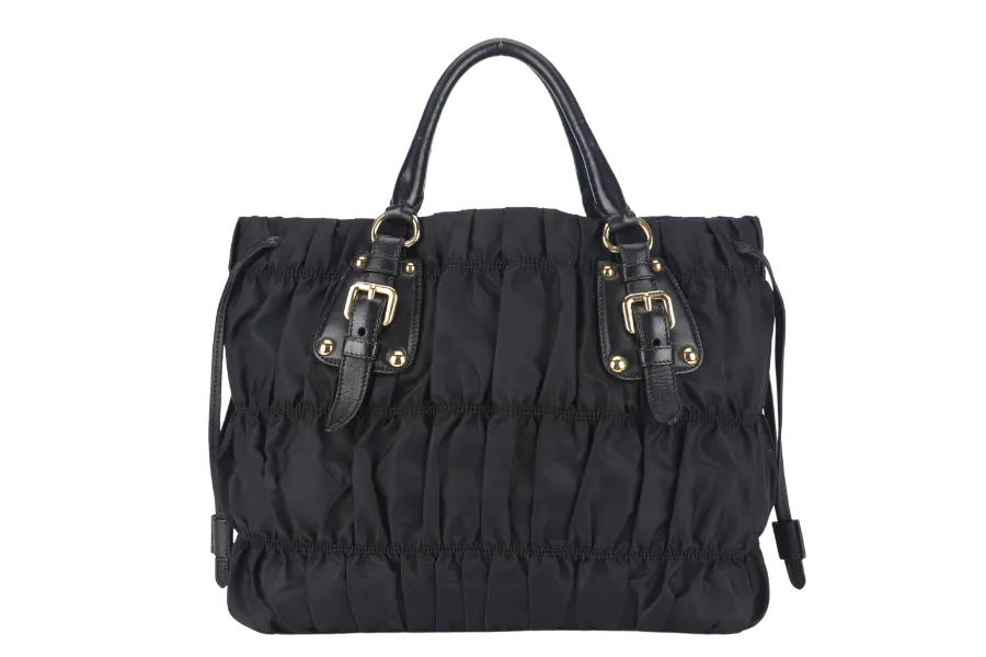 PRADA TESSUTO GAUFRE (BN1788) NYLON NERO WITH STRAP AND DUST COVER