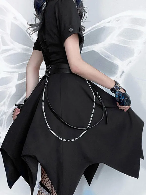 Pre-Sale Gothic Lolita OP Dress Black Short Sleeves Ruffles Lace Up Black Lolita One Piece Dress