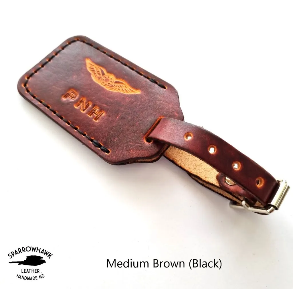 Premium Leather Luggage Tag - Hand Dyed with Embossed Initials