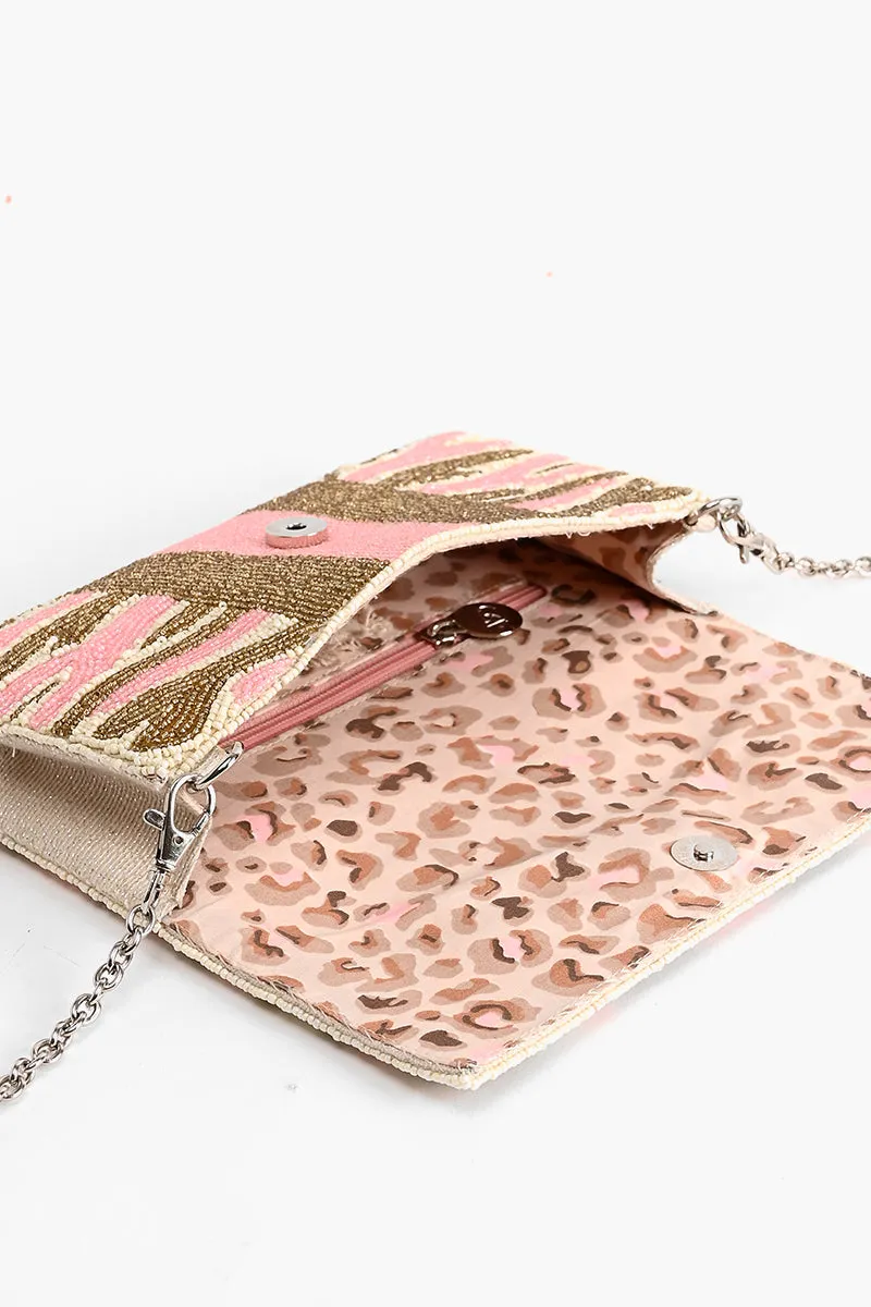 Pretty Pink Bee Beaded Clutch