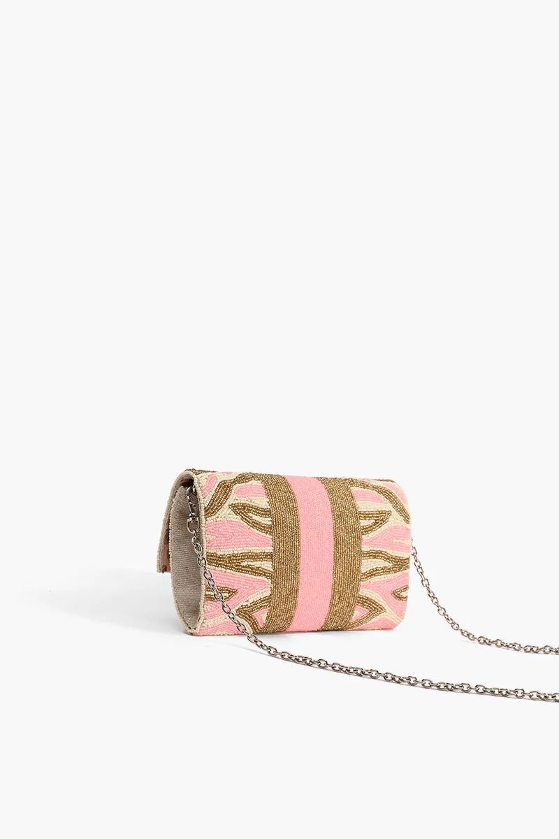 Pretty Pink Bee Beaded Clutch