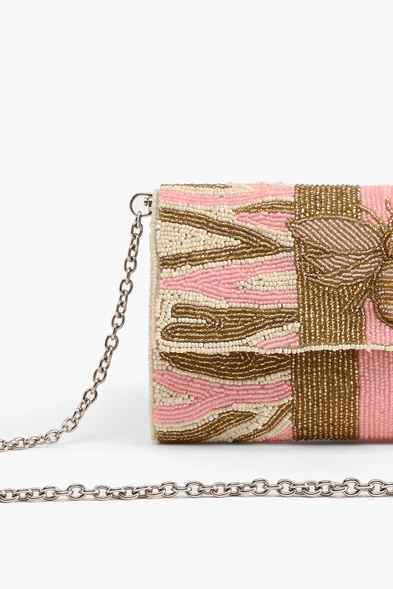 Pretty Pink Bee Beaded Clutch