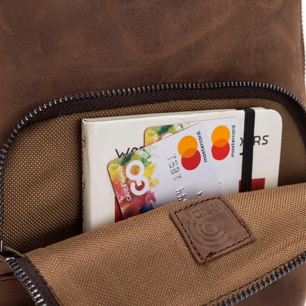 Priene Crossbody Style Genuine Leather Bag for Women's and Men's