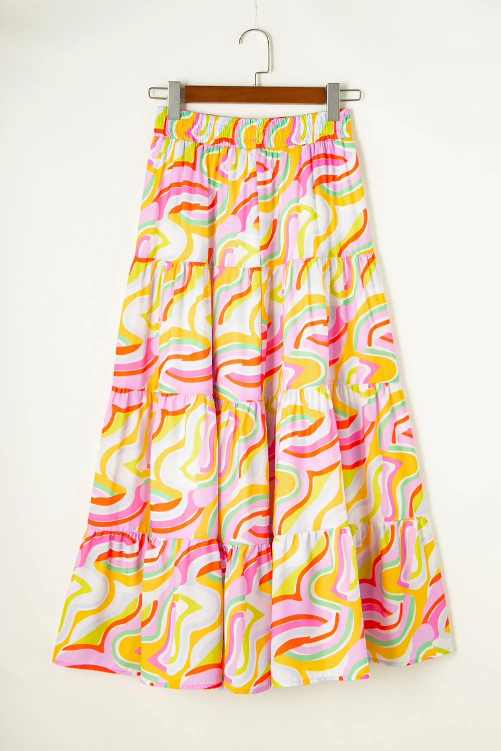 Printed Elastic Waist Skirt