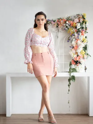 Puff Sleeve Detail Crop Top