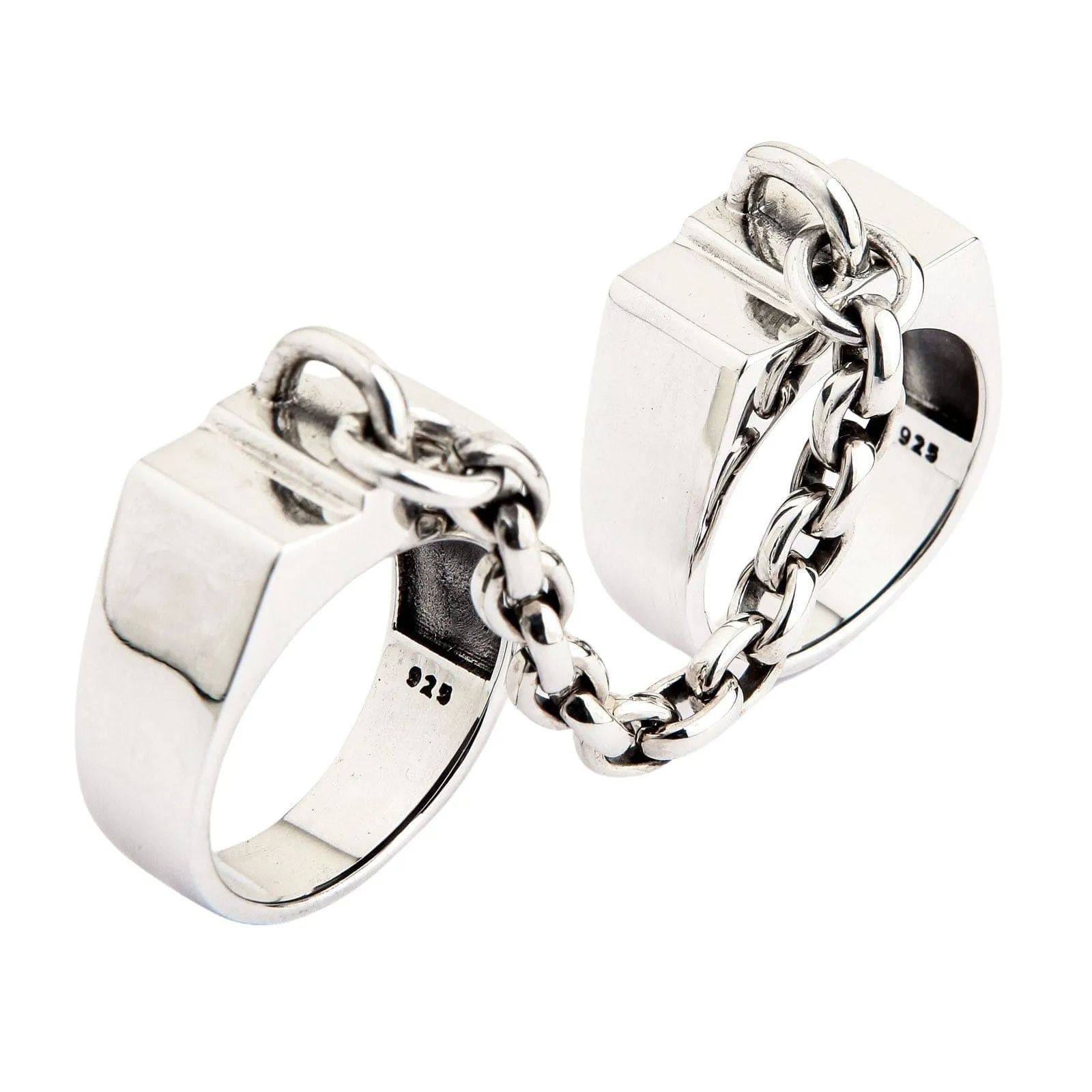 Punk Link Chain Sterling Silver Rings