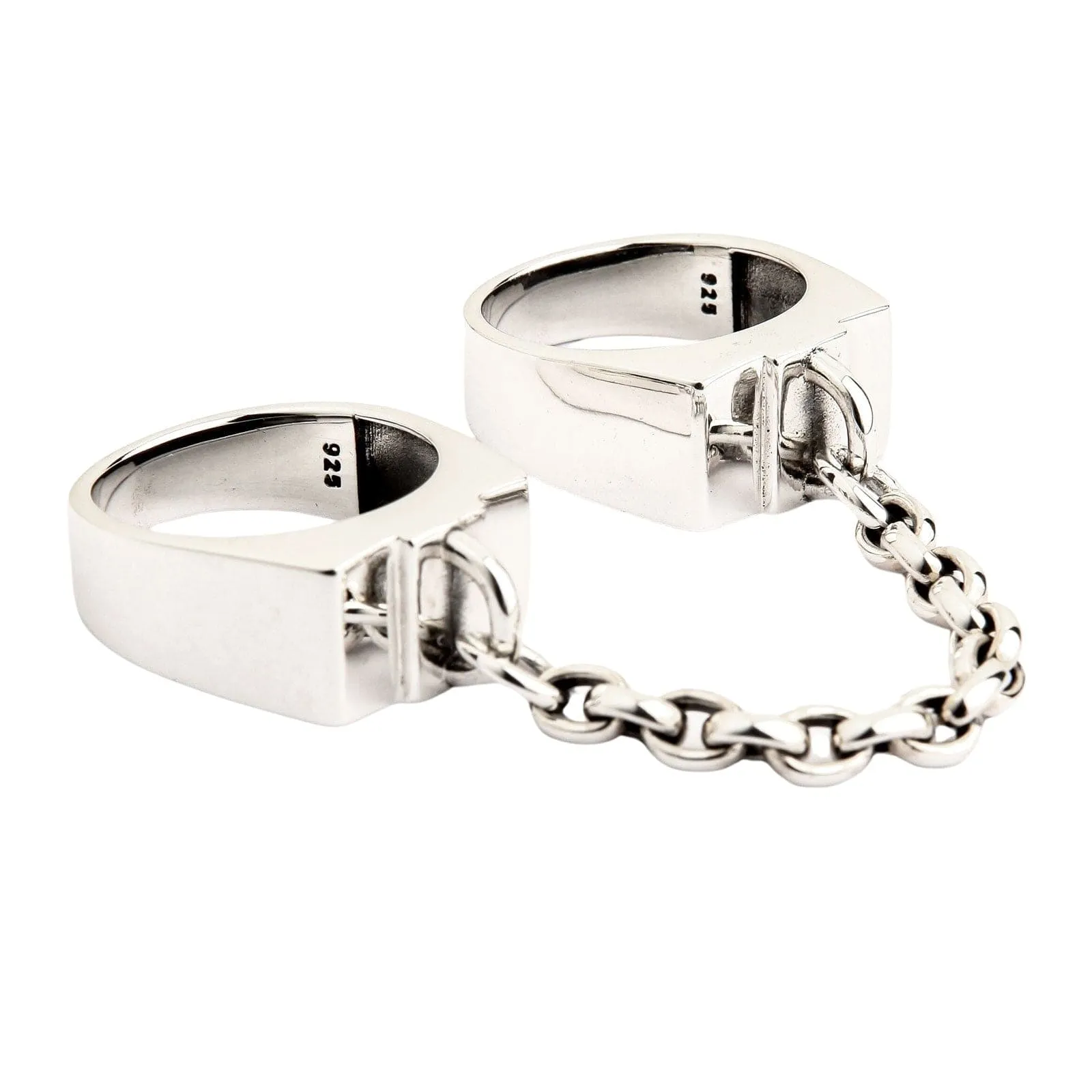 Punk Link Chain Sterling Silver Rings
