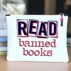 read banned books - canvas zip bag