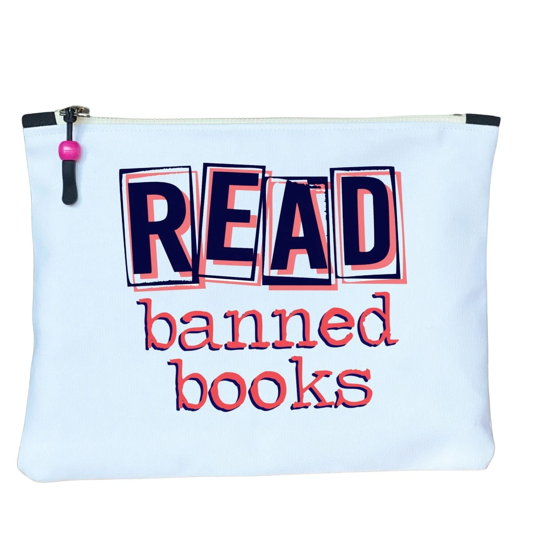 read banned books - canvas zip bag