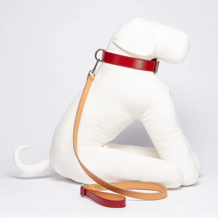 Red Saffiano Leather Collar