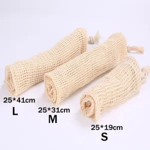 Reusable Cotton Mesh Vegetable Storage Bag  with Drawstring